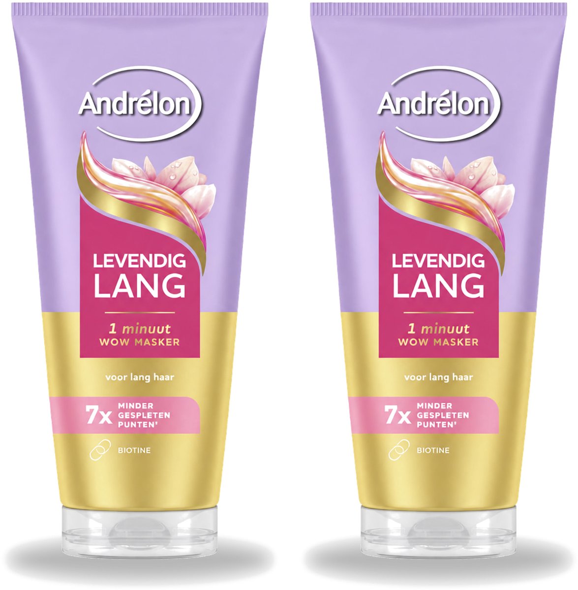 2 x Andrélon – Haarmasker WOW – Levendig Lang – 180 ml - Voordeelverpakking - 2 stuks