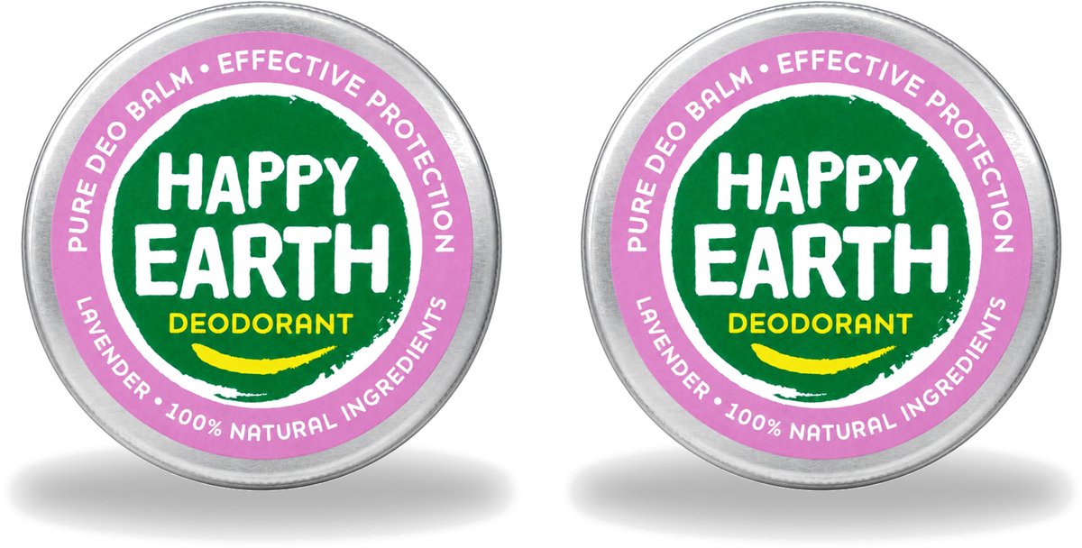 2 x Happy Earth – Deodorant Balm – 100% Natuurlijk Lavender – 45 g - Voordeelverpakking - 2 stuks