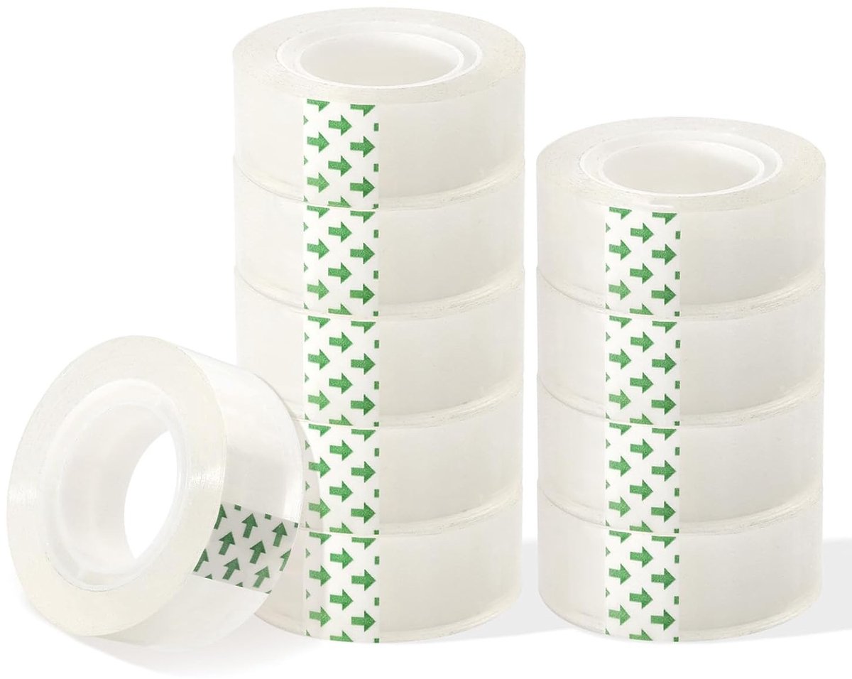 Transparante Tape Set voor Kantoor, School en Cadeauverpakking, 3/5" x 27 Yards, 10 Rollen in Verpakking