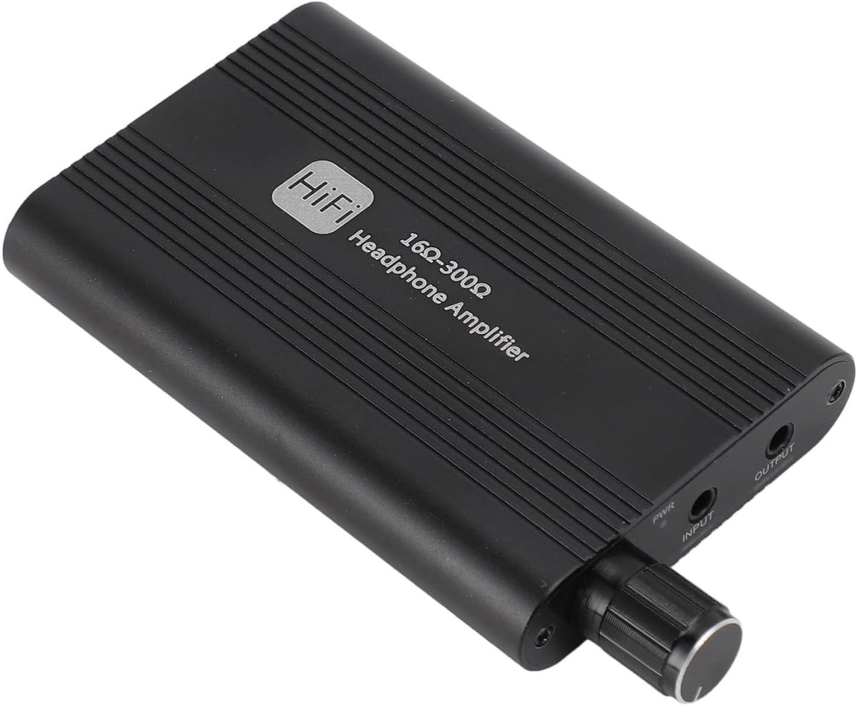 Draagbare hoofdtelefoonversterker voor HiFi-oortelefoons tot 300 Ohm met 3,5 mm jack en twee-traps versterker schakelaar voor audioapparaten