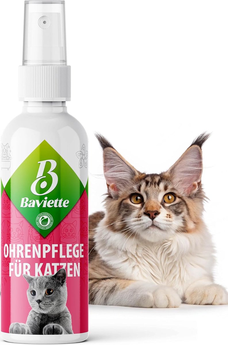 Oorreiniger voor katten 100 ml - zachte spray - geurloos en alcoholvrij - milde verzorging voor gevoelige oren - ShopVlot