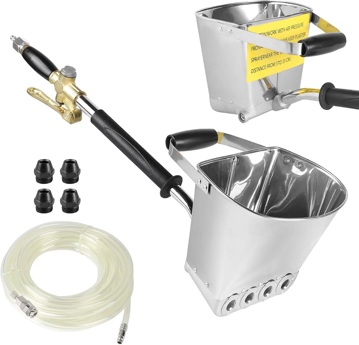 Mortar Spray Gun, Plaster Gun, 3.5 L, Cement Spray Gun, Pneumatic Plastering Machine with 12 mm x 10 m High Pressure - ShopVlot