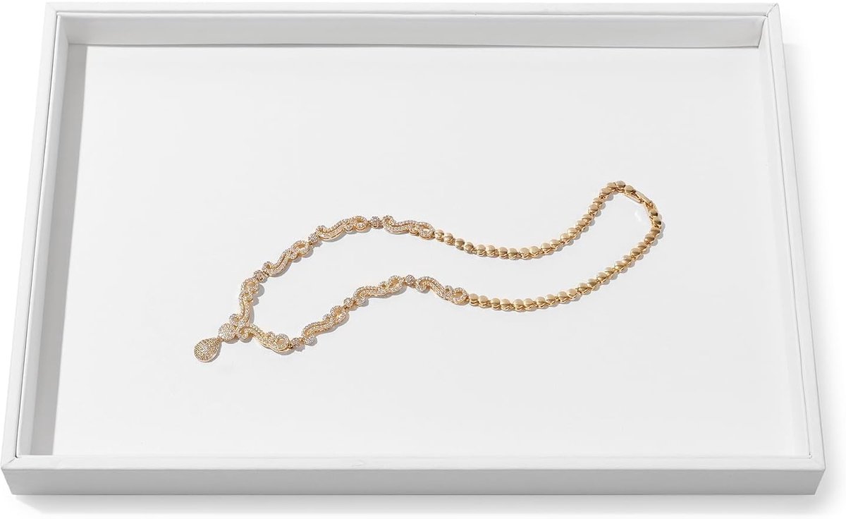 Oirlv High Quality White Leather Jewelry Tray, Stackable, Organizer, Jewelry Tray, Commercial Display Case - ShopVlot