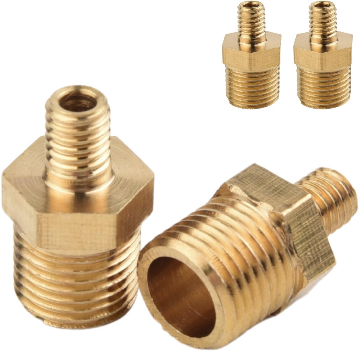 4 stuks Zeskantige Reducerende Dubbel Nippel Mannelijk-Mannelijk M5 x 1/8" BSP, Massief Messing Verdikte Wand, Adapter - ShopVlot