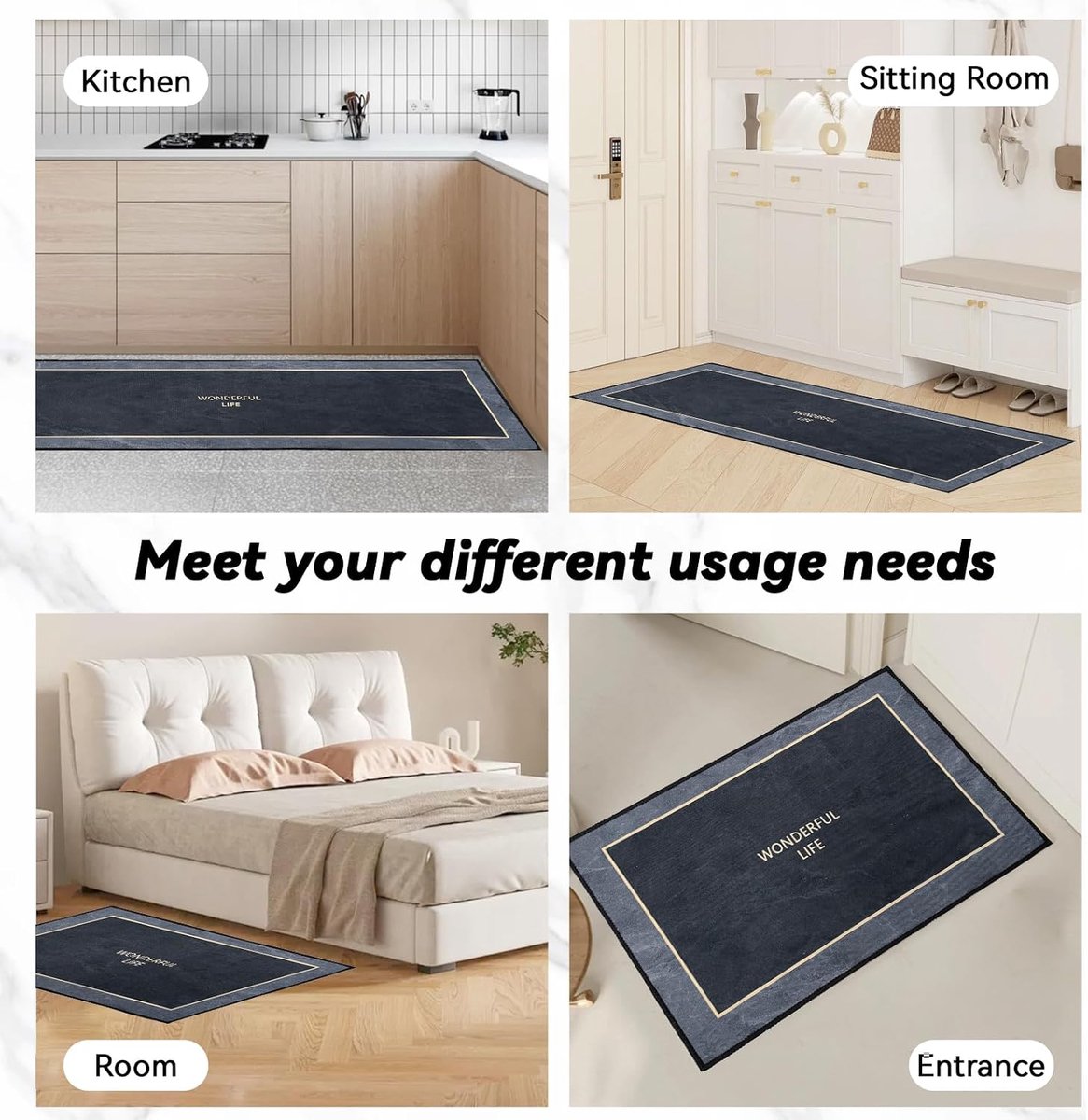 Keukenmatten 40 x 60 cm + 40 x 120 cm - Wasbaar - Antislip - Comfortabel tijdens het koken - ShopVlot