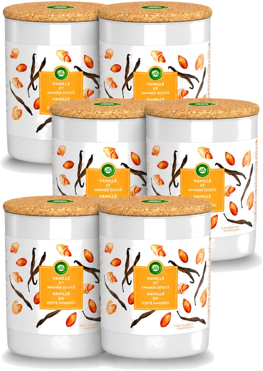 Air Wick 6 x Air Wick - Geurkaars - Vanille & Zoete Amandel - 35 Uur Brandduur - Voordeelverpakking - 6 stuks Oranje