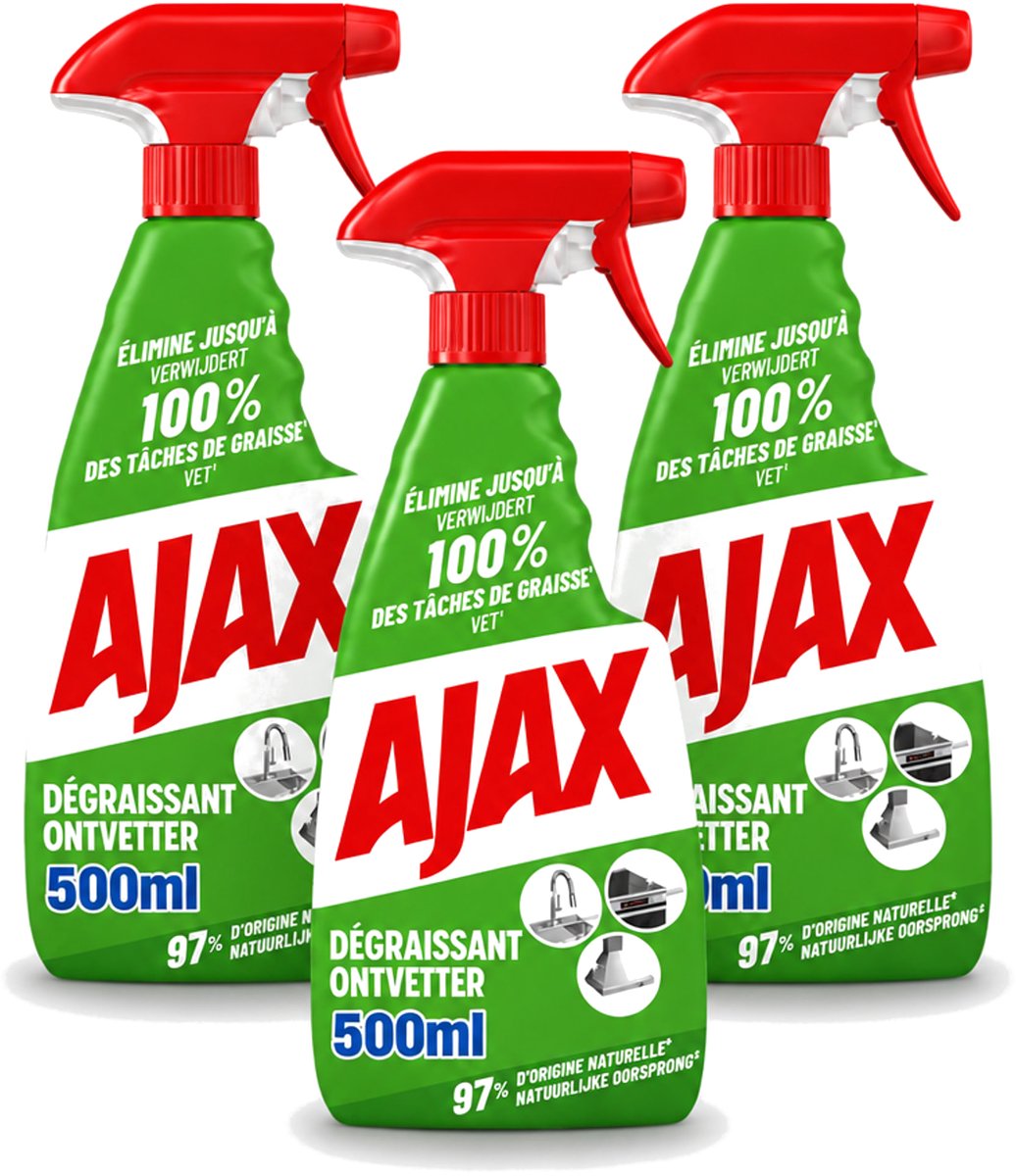 3 x Ajax – Ontvetter Spray – 500 ml - Bulkverpakking - 3 stuks