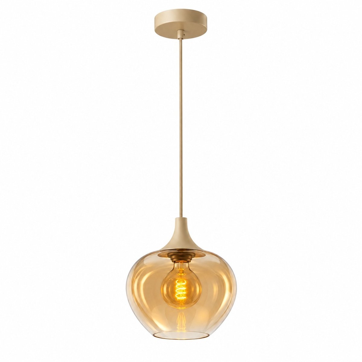 Freelight Hanglamp Fresu Crème Amber Glas Ø 24 cm E27