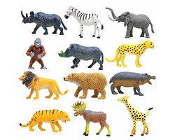 Babadoe wilde dieren speelfiguren - Safari en jungle figuren voor kinderen - Set van 12 stuks
