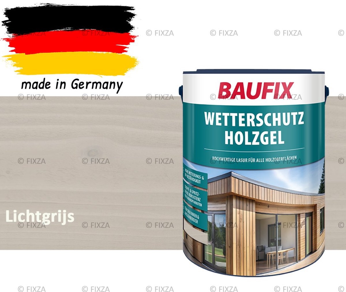 BAUFIX Buitenbeits – Lichtgrijs – Zijdeglans – 5 Liter – Voor Schutting, Tuinhuis & Blokhut – UV- & Weerbestendig