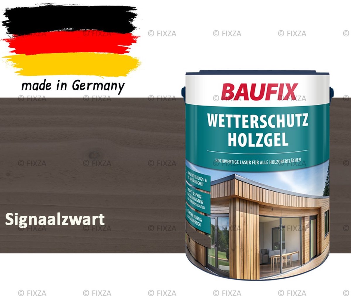BAUFIX Buitenbeits – Signaalzwart – Zijdeglans – 5 Liter – Voor Schutting, Tuinhuis & Blokhut – UV- & Weerbestendig