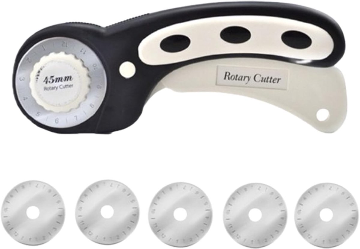 Rotary cutter voor het snijden van papier, stof en leer, inclusief vijf reservebladen