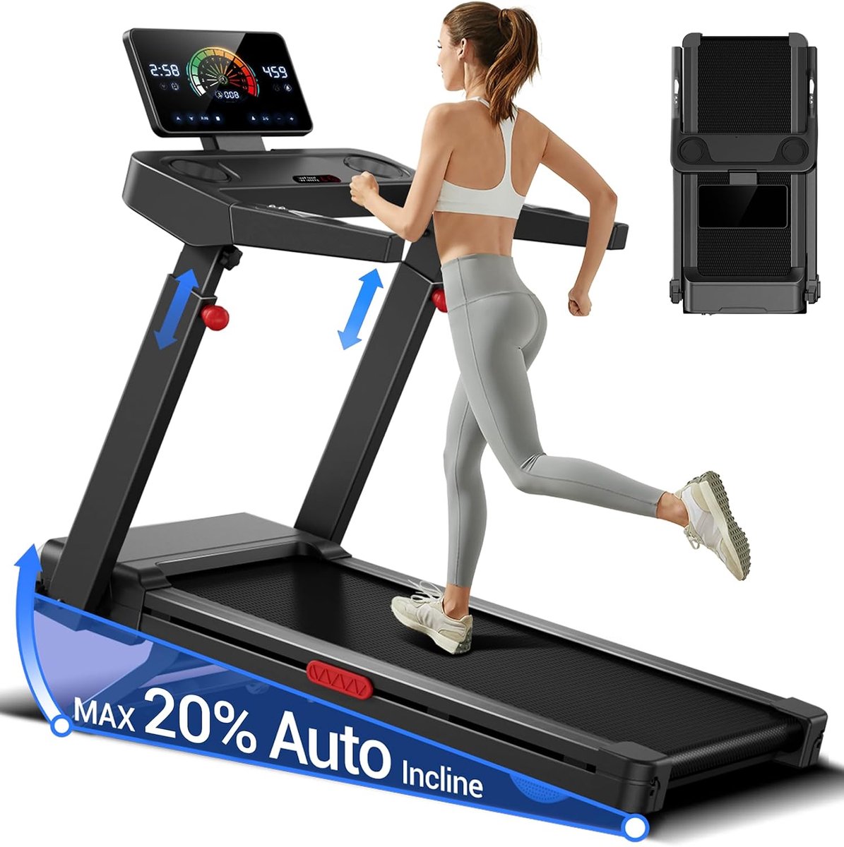 Loopband van 14 km/u met LED, opvouwbare loopband, stille motor van 3,5 HP, max. 160 kg