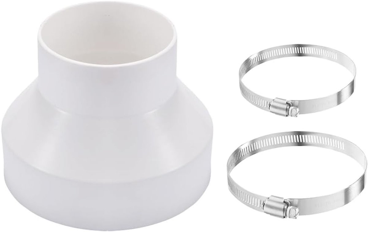 Universele Reducer voor Afvoerbuizen, 150 mm naar 100 mm, Inclusief RVS Slangklemmen, Ventilatie Adapter voor Afzuigkappen en Luchtventilatie