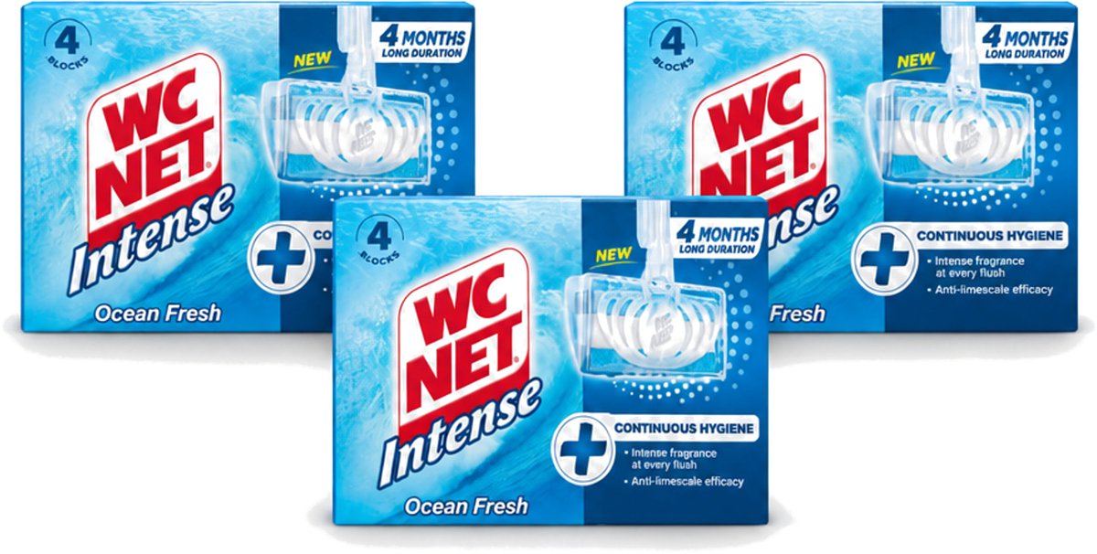 3 x WC Net - Toiletblok - Ocean Fresh - 4 Blokjes - Voordeelverpakking - 3 stuks