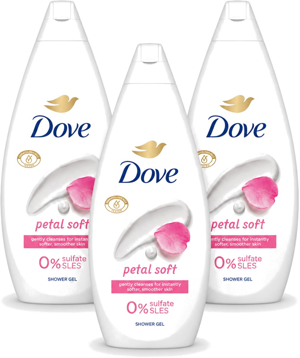 3 x Dove Petal Soft - Douchegel - Sulfaatvrij - 250 ml - Voordeelverpakking - 3 stuks