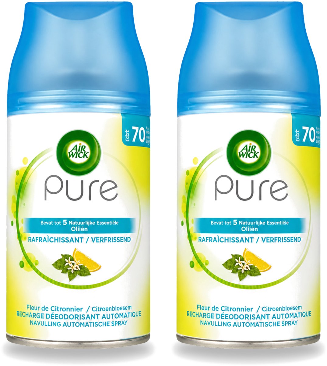 2 x Air Wick Freshmatic - Luchtverfrisser Navulling - Pure Essentiële Oliën Verfrissend - 250ml - Voordeelverpakking - 2 stuks