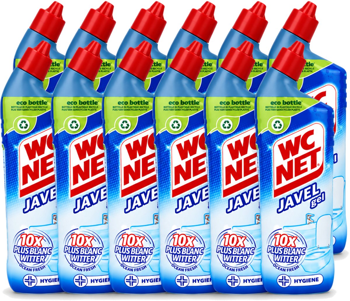 12 x WC Net - Toiletreiniger - Gel - Ocean Fresh - Gerecycled Materiaal - 750 ml - Voordeelverpakking - 12 stuks