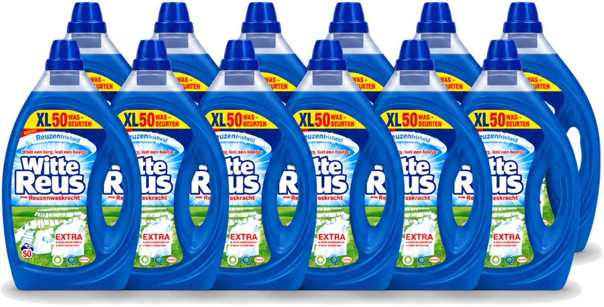 12 x Witte Reus - Vloeibaar Wasmiddel - 50 Wasbeurten - Voordeelverpakking - 12 stuks