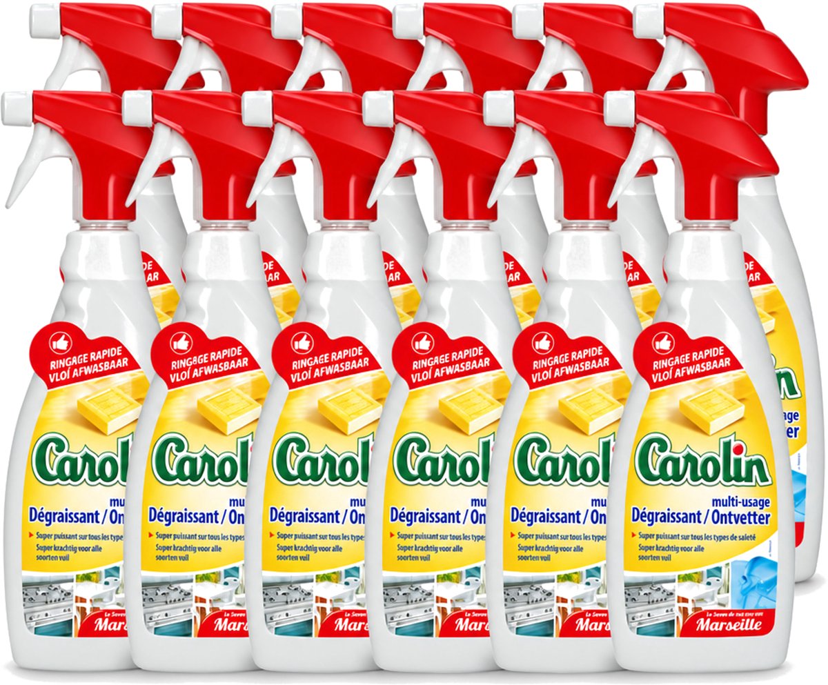 12 x Carolin - Keukenreiniger - Ontvetter - 650 ml - Voordeelverpakking - 12 stuks