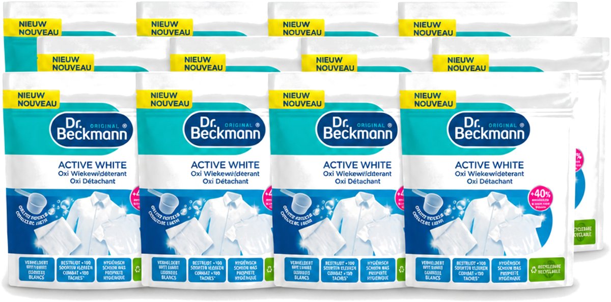 12 x Dr. Beckmann – Active White Oxi – Witte Was Poeder – 400 g - Voordeelverpakking - 12 stuks