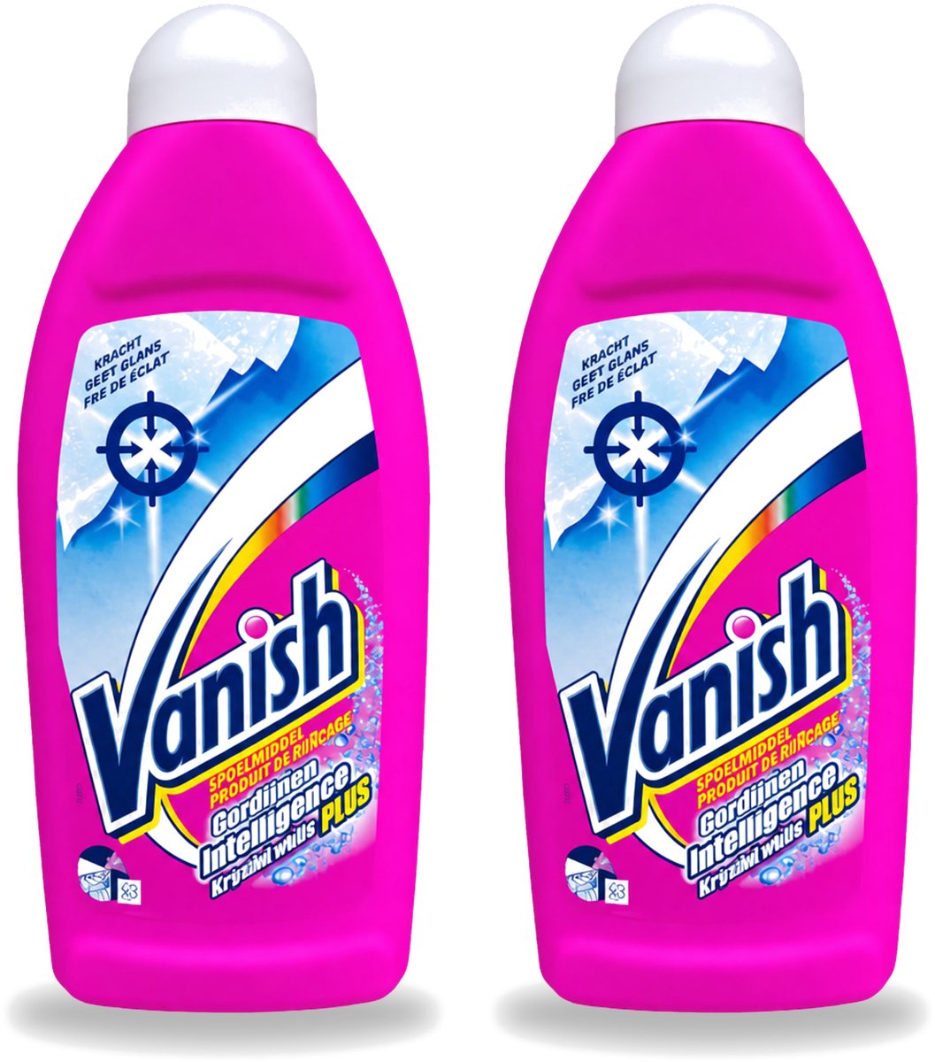 2 x Vanish Gordijnen - Kristalwit - Wasmiddel - Zonder Chloor - Witte Was - 500 ml - Voordeelverpakking - 2 stuks