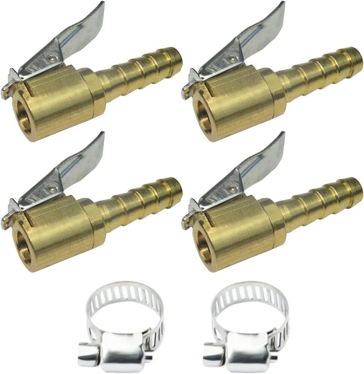 4-delige Set Ventieladapter voor Auto, Fiets en Motor, 8mm Messing 1/4 Inch NPT voor Bandenopblazen, Inclusief Luchtslang en Ventielkoppeling