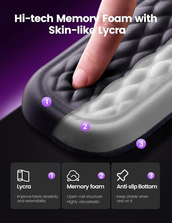 Geheugenfoam Polssteun Set voor Comfortabel Typen, Roze en Crème-Wit, Ergonomisch Ontwerp — afbeelding 3