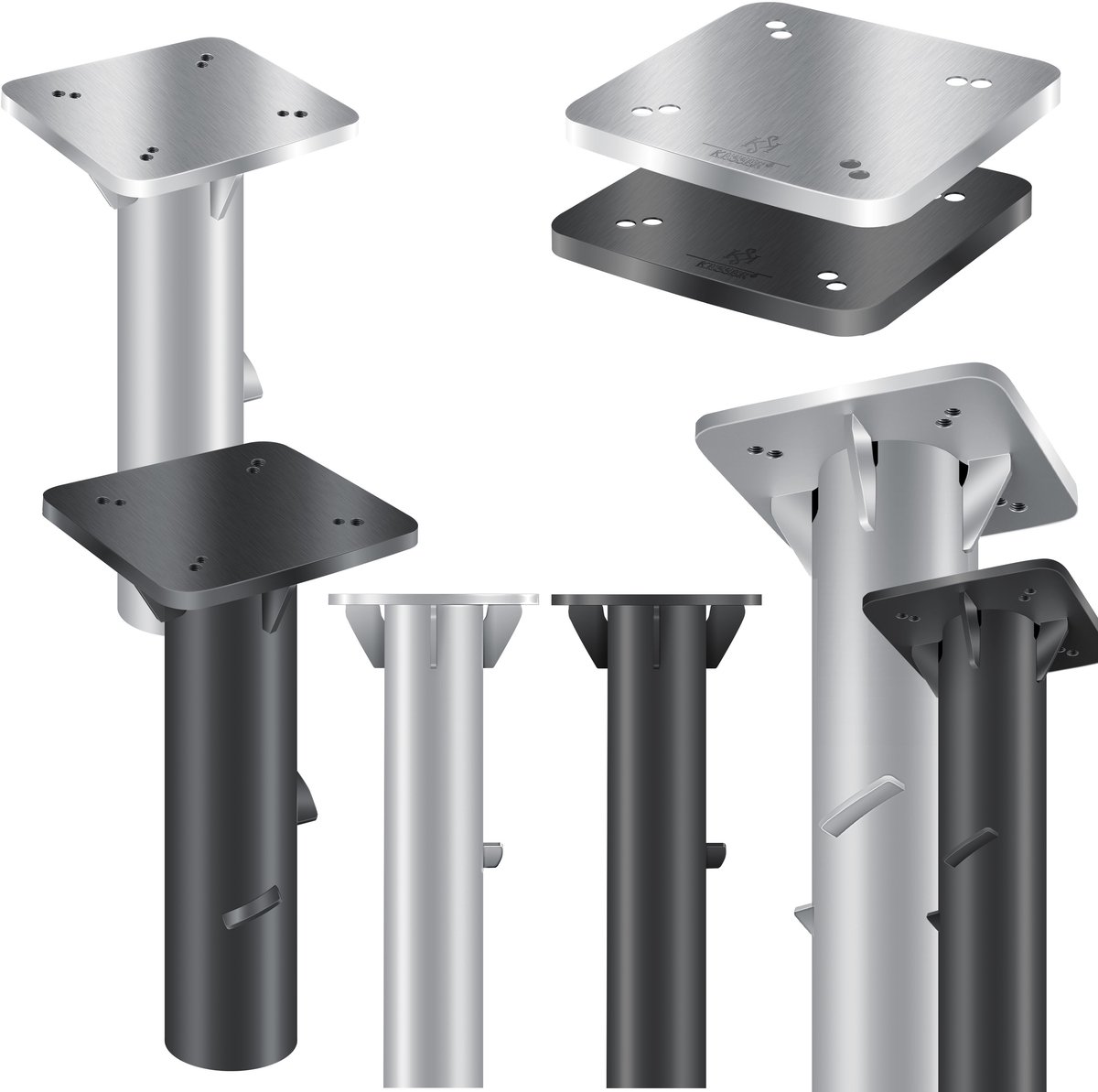KESSER® Universele Bodemplaat - Parasolvoet met grondanker om in te betonneren - 16 x 16 cm - Antraciet