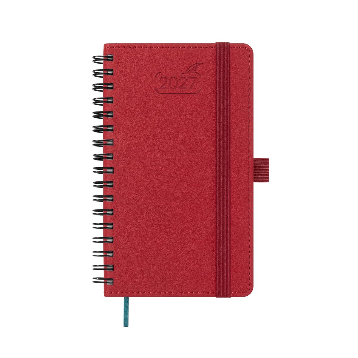 Zakkalender 2027 A6 - PU-leer - zachte kaft - weekplanner met 1 week 2 pagina’s - ShopVlot