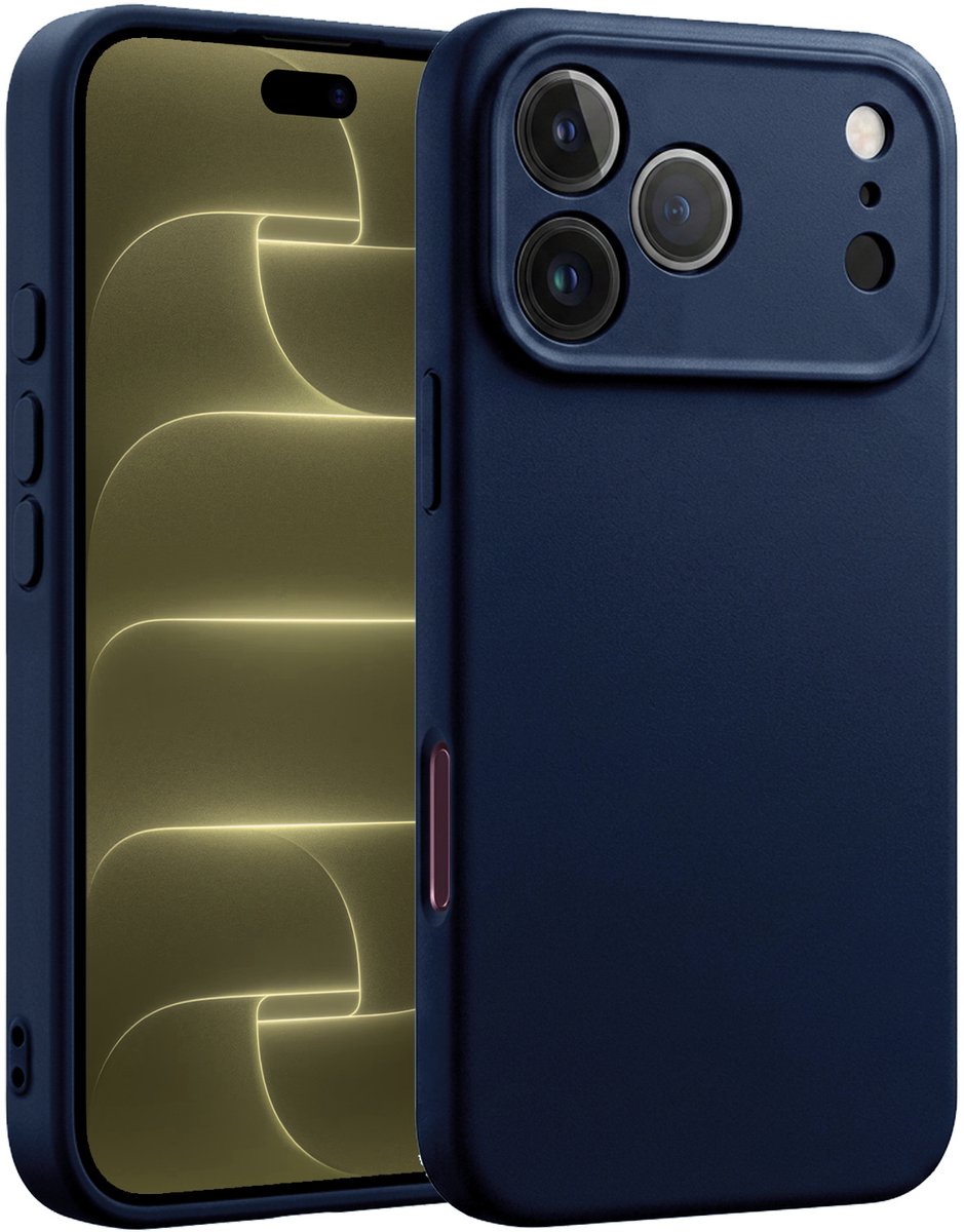 Hoesje - Geschikt voor Apple iPhone 18 Pro - Sterk & Shockproof - Hoes Cover - Siliconen Case - Telefoonhoesjes - Donkerblauw