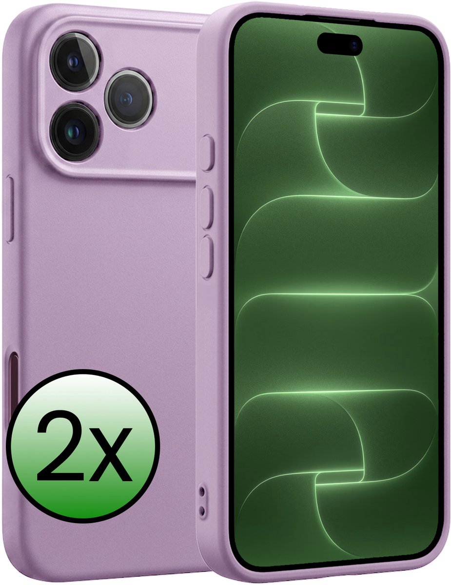 Hoesje 2 Stuks - Geschikt voor Apple iPhone 18 Pro - Sterk & Shockproof - Case Siliconen - Back Cover - Telefoon Hoes - Lila