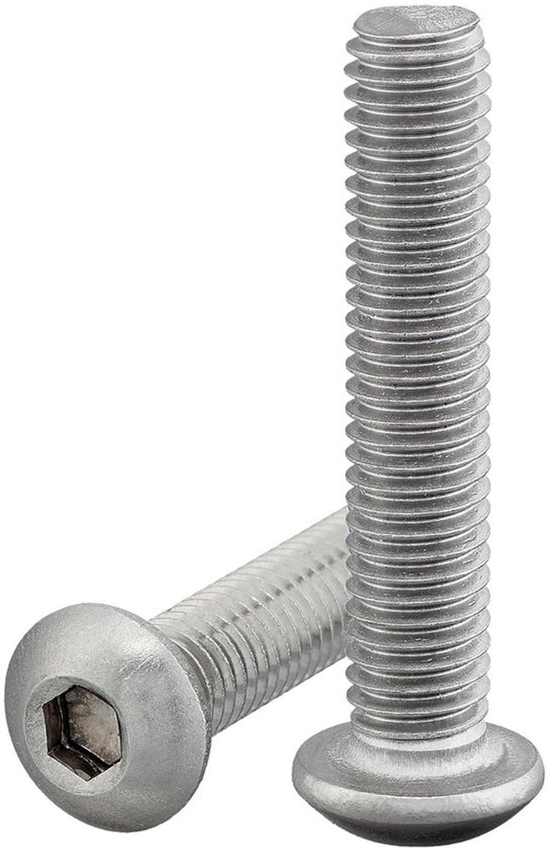Lenskopschroef - Binnenzeskant - Halfronde schroef - Voor machinebouw en meubels - Volledig schroefdraad - M6 x 60 mm - Roestvrij staal