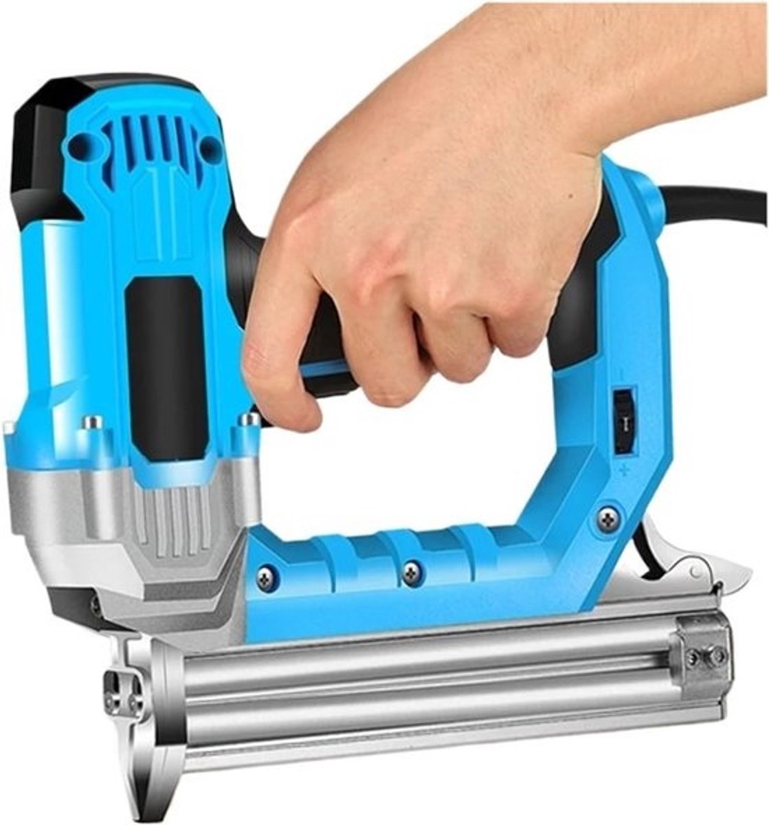 Elektrisch spijkerpistool - Schiethamer en tacker - Voor houtbewerking - Volledig metalen behuizing - 2300W - Grijs