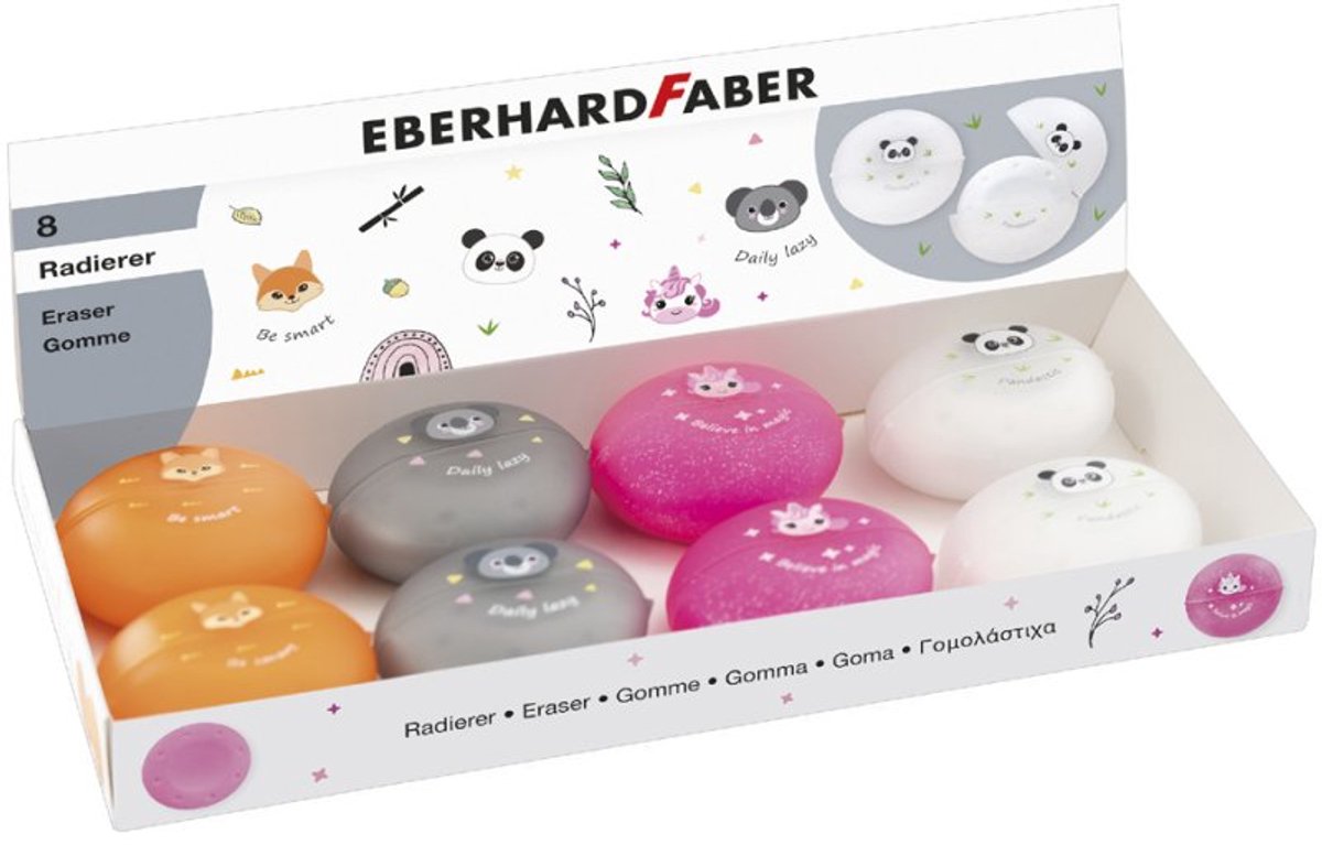 EBERHARD FABER gummen Animal, dierenmotieven, kunststof box, 8 stuks