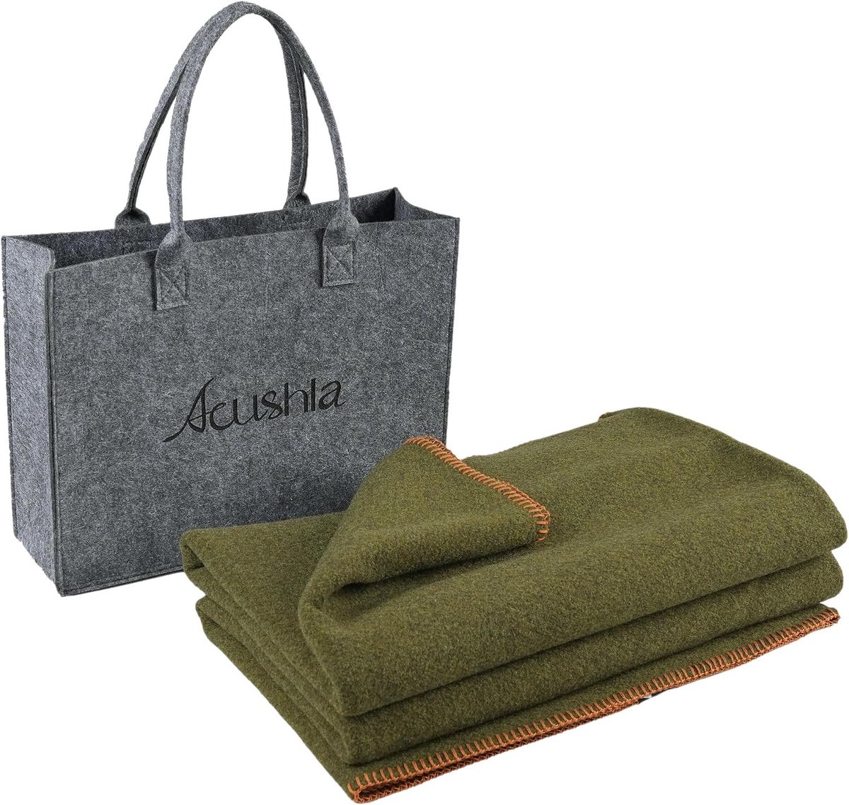 Merinowollen Dekentje - Grote Beddeken voor Sofa en Bed, Veelzijdig voor Koude Weer, 160x200cm, Army Green, Luxe Warmte en Comfort