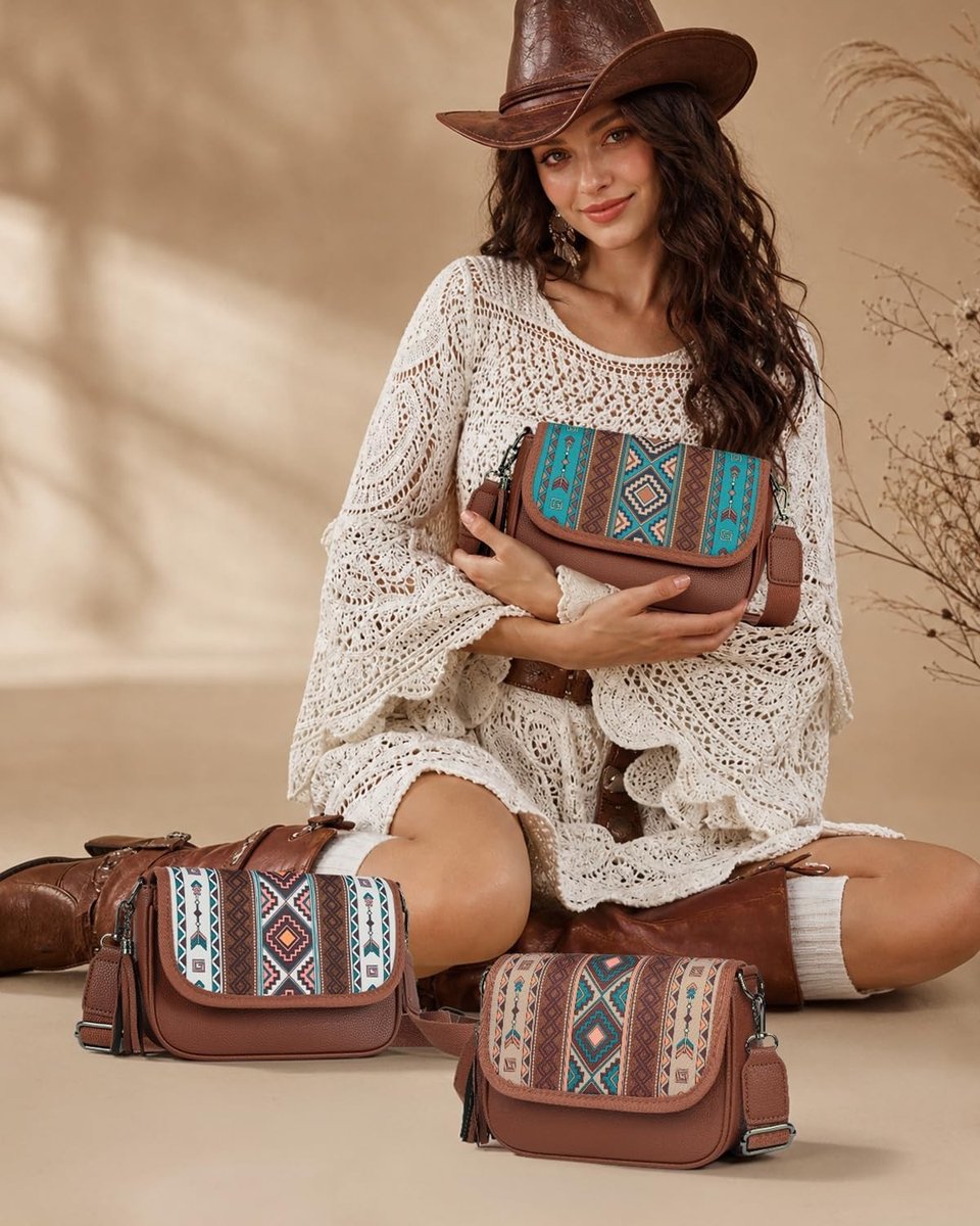 Stijlvolle Boho Crossbody Tas voor Vrouwen, Aztec Design, Perfect voor Dagelijks Gebruik en Uitjes