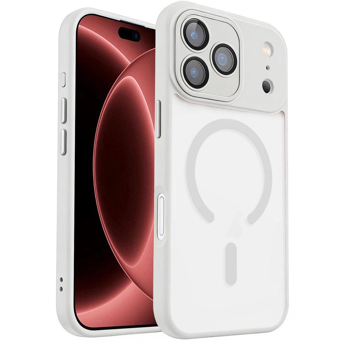 XDcase Skin Feel Transparant Mat Hoesje met MagSafe magneet & Lensbescherming – Apple iPhone 18 Pro White