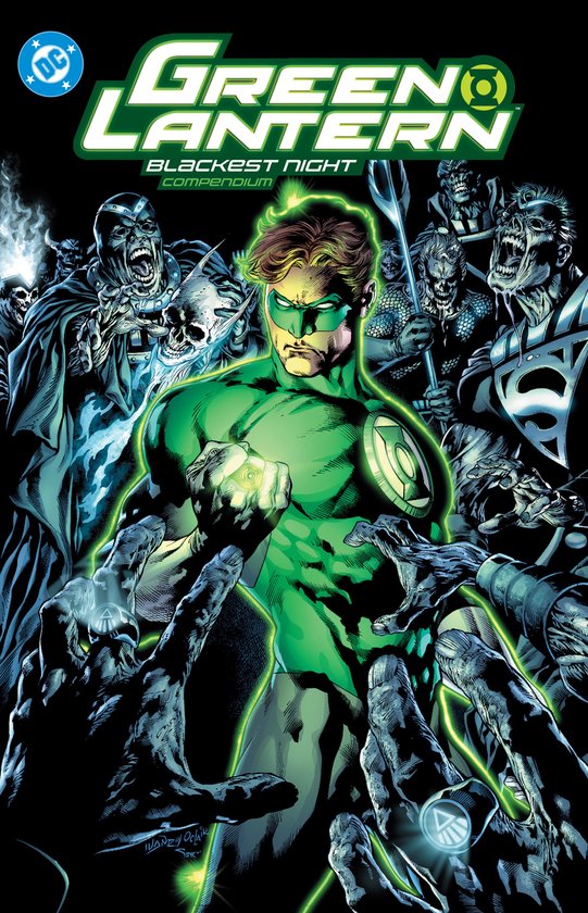 Green Lantern: Blackest Night Compendium met de Green Lantern omringd door zombies en andere wezens.