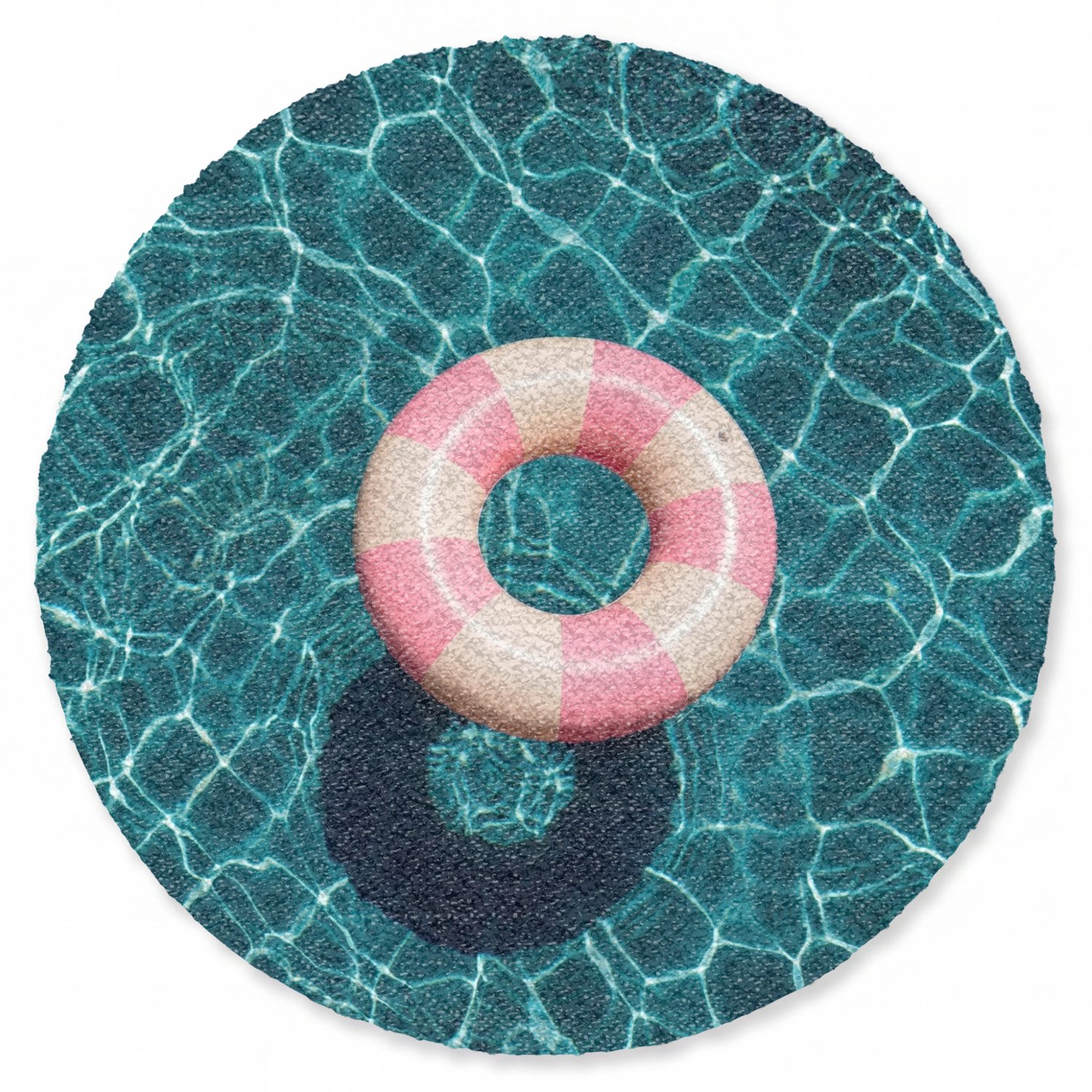 Deurmat rond 120x120 cm - Droogloopmat Drijvend - Zwemband - Water - Mat voor binnen - Schoonloopmat - Ronde deurmatten met print - Inloopmat