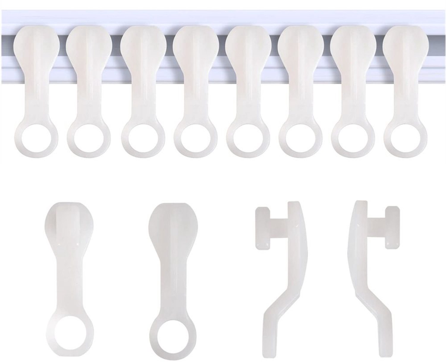 Gordijnhaak Sterk en Stabiel - Gordijnhaken Kunststof - Gordijnhaakjes 100 Stuks - Gordijnhouder - Gordijnhaak voor Zware Gordijnen - Lengte 2,7 cm, Breedte 0,9 cm