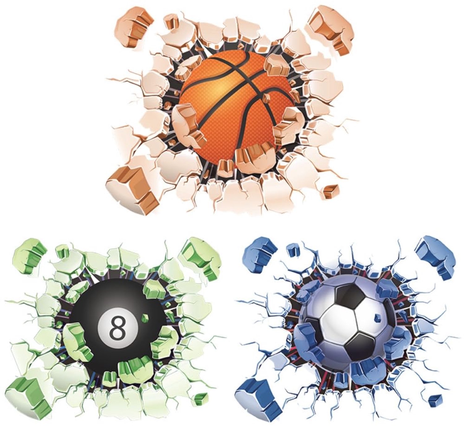 Wandstickers Sport - Veelkleurig - Set van 3 vellen
