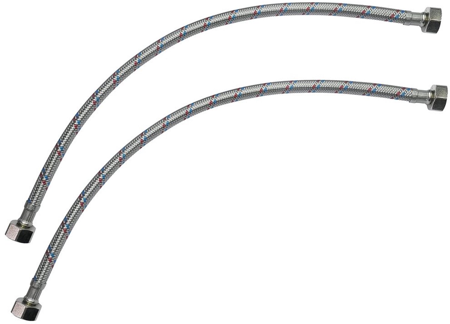 Aansluitleiding Set van 2 - Flexibele 400mm - 1/2" Vrouwelijk/Vrouwelijk - Sanitaire Mengkraan - Watervoorziening - Schuifslang met Gevlochten Staal - Kraanslang