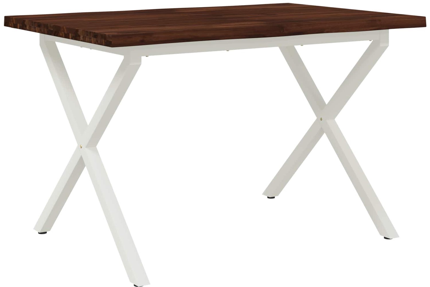 vidaXL Eettafel - met - levendige - rand - 120 - x - 80 - x - 75 - cm Donkerbruin en Wit