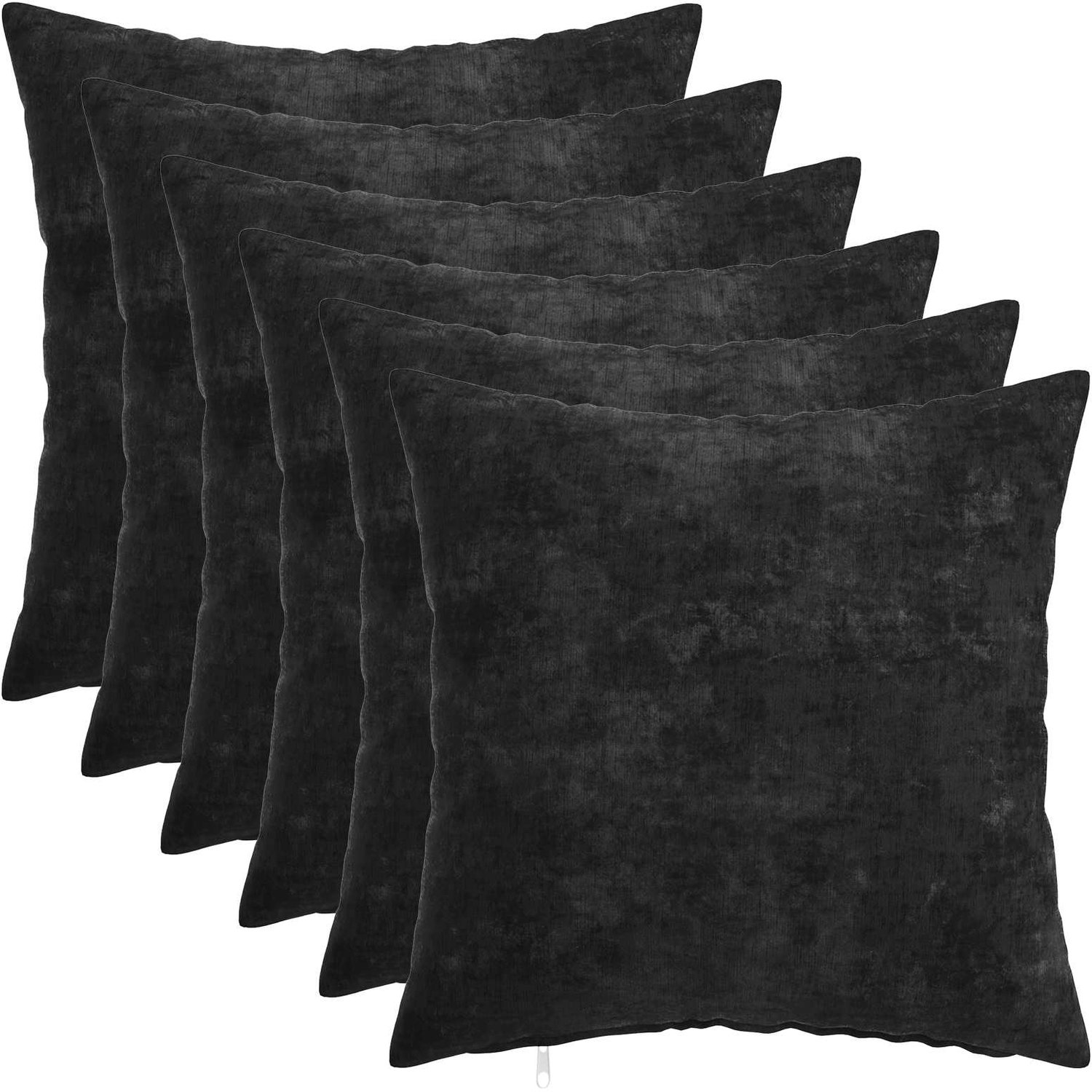 vidaXL Dekenkussen - 6 - st - HEERLEN - Antraciet - 35 - x - 35 - cm - Chenille - Stof