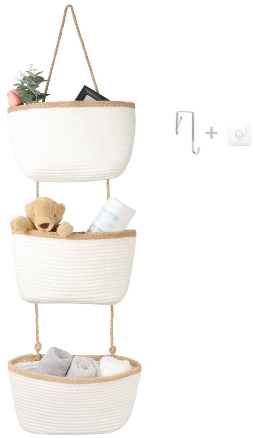 Door Hanging Basket, 3 Verdiepingen, Wandorganizer voor Badkamer en Keuken