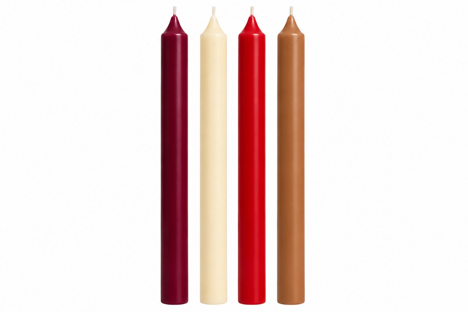 Geur & Klasse Dinerkaarsen Glad – Set van 4 – Mix & Match – 4 Kleuren – 25 cm – Handgemaakt – Sojawas