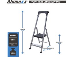 Alumexx Hobby-Line - Huishoudtrap 2 treden - Keukentrap - Inklapbaar - 2.35m werkhoogte