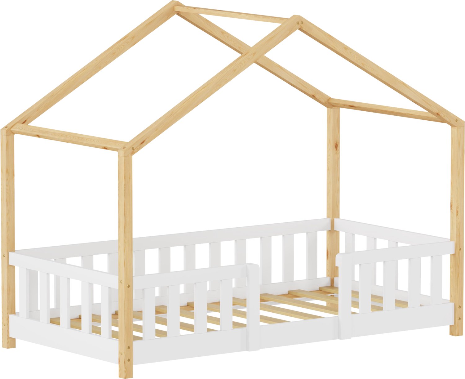 en.casa Kinderbed Treviolo huisbed 80x160 cm wit en naturel [en.casa]