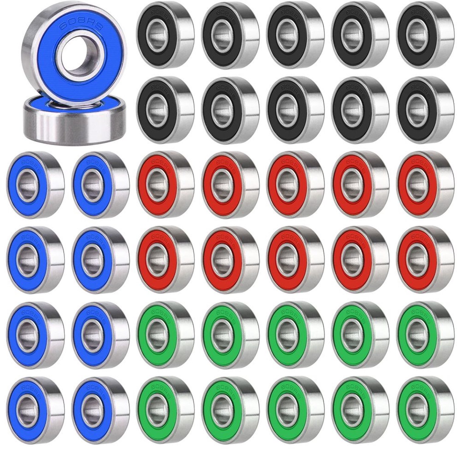 Set van 40 Miniatuur Kogellagers 608 RS voor Skateboards